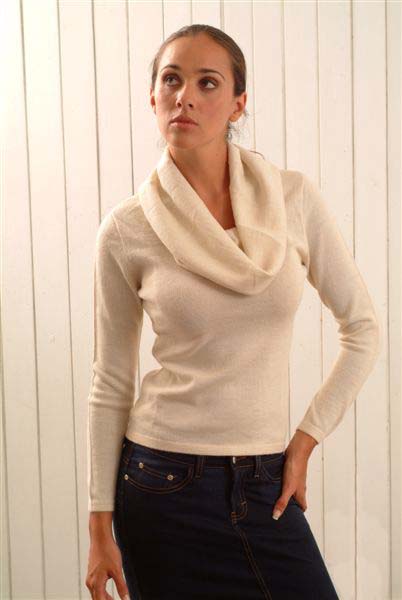 Lady's Alpaca Sweater with Cowl Neck - Click Image to Close