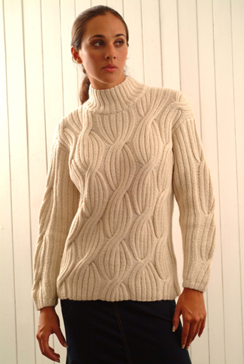 Lady's sweater with rib cables