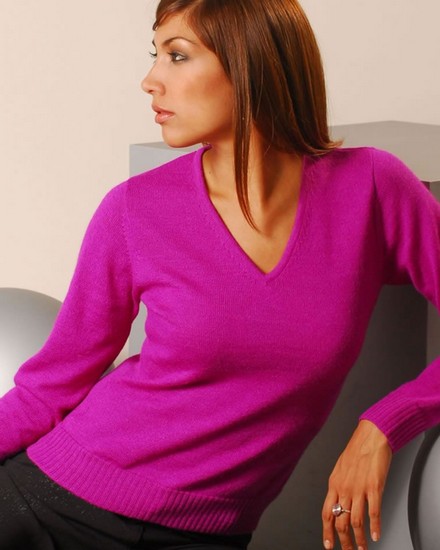 Lady's V Neck Sweater - Click Image to Close