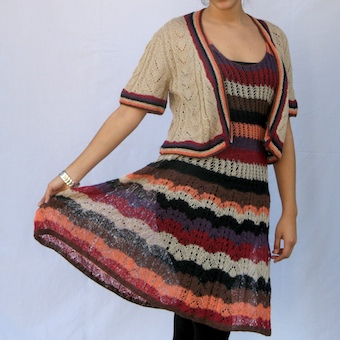 Multicolor Dress & Cardigan - Click Image to Close