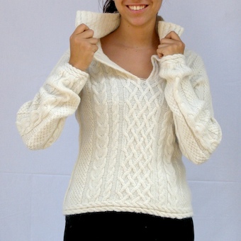 V Neck Cables Sweater - Click Image to Close