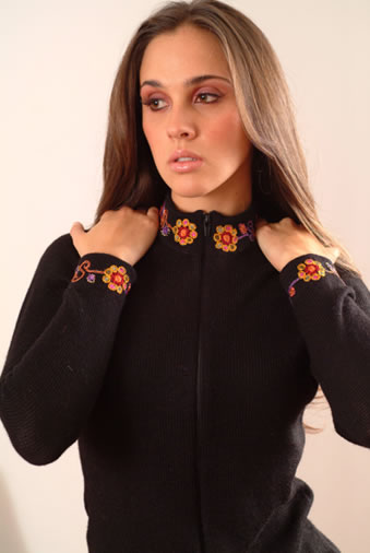 Lady's Embroidered Alpaca sweater/Jacket. - Click Image to Close
