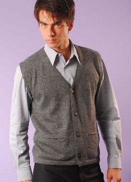 Men's vest V neck with pockets - Click Image to Close